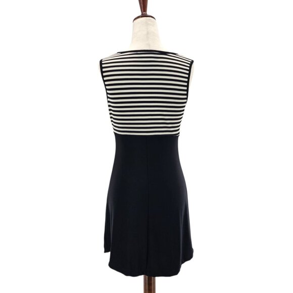 Vintage City Triangles Womens Small Dress Mini Stripe Black White Nineties Party - Picture 4 of 8